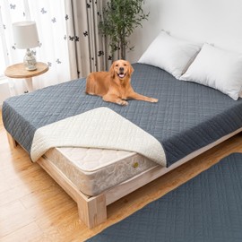 Easehomey 100% Waterproof Dog Bed Cover, Non-Slip Pet Blanket with Cat Paw Pattern Backing, Sofa Couch Furniture Protector Washable Leakproof Pet Mat for Dogs, Cats & Kids(B:Darkgrey, 68"x82")