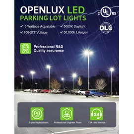 OPENLUX UL Listed LED Parking Lot Light 320W 256W 192W Adjustable with Photocell 48000LM LED Shoebox Pole Flood Lights Arm Mount 5000K IP65 Outdoor Street Court Commercial Lighting AC 100-277V