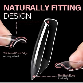 AILLSA Short Square Nail Tips Soft Gel Full Cover Clear Gelly Nail Tips Half Matte Acrylic Nail Tips Pre-Filed Fake Press on Nail Tips for Extension Home DIY Salon Manicure 216PCS 12 Sizes