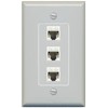 RiteAV Decorative 3 Port Cat5e Ethernet Wall Plate - 1 Gang Gray/Gray