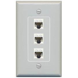 RiteAV Decorative 3 Port Cat5e Ethernet Wall Plate - 1 Gang Gray/Gray