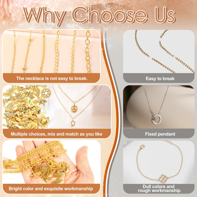 Meneng Necklace Jewelry Making Kit: 10 Rolls 78.7 Feet 18K