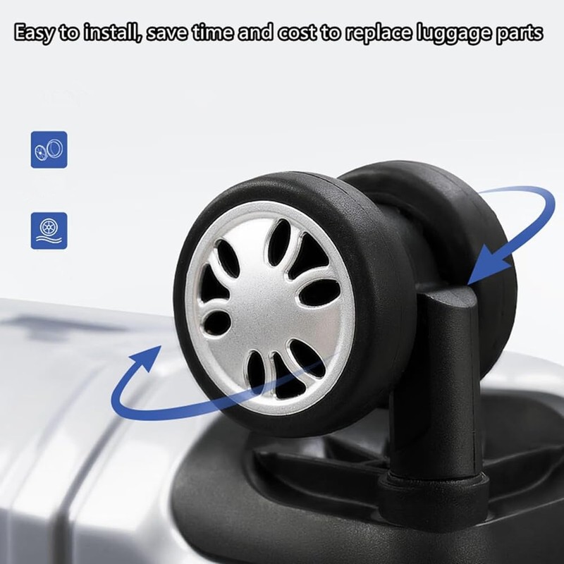 Biafiog 8pcs Luggage Wheels Replacement Kit,Dia 2in/50mm Thick 0.47in/12mm Rubber