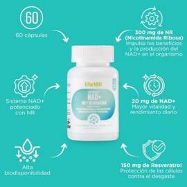 Life180 NAD+ NR y Resveratrol con 60 Cápsulas