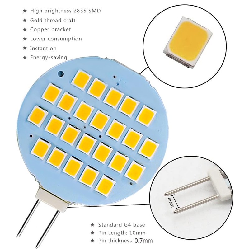 GLMING G4 LED Lamp 24-2835SMD Super Bright Dome Light Warm