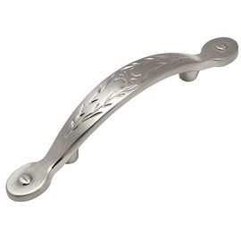 25 Pack - Cosmas 465SN Satin Nickel Leaf Design Cabinet Hardware Handle Pull - 3" Inch (76mm) Hole Centers, 5-3/4" Overall Length