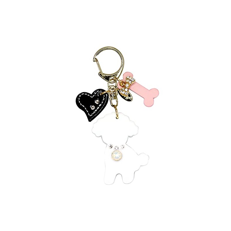Happy Poodle KH Women's Key Chain, white