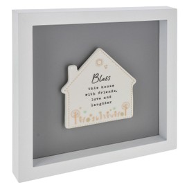 Shudehill Giftware Heartfelt Art Butterfly, Square, House, Angels or Heart Plaque in White Frame Large - Mum, Dad, Grandad, Friends, Family, Home (House Home)