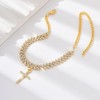 RELOVET Crystal Cross Anklet with Rhinestones, Gold Plated Chain, Religious