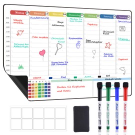 POPRUN Magnetic Weekly Planner Whiteboard Wipe Clean for Fridge, Household Planner Family Planner Timetable Perfect as Weekly Plan Children, Food Planner, Memo Board, Shopping List, 42 x 28 cm in