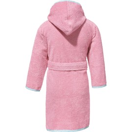 Erwin Müller Children's Dressing Gown with Hood Terry Cloth Pink Size 98/104 cm - Pleasantly Soft, Absorbent, with Pockets and Tie Belt, Embroidery Elves
