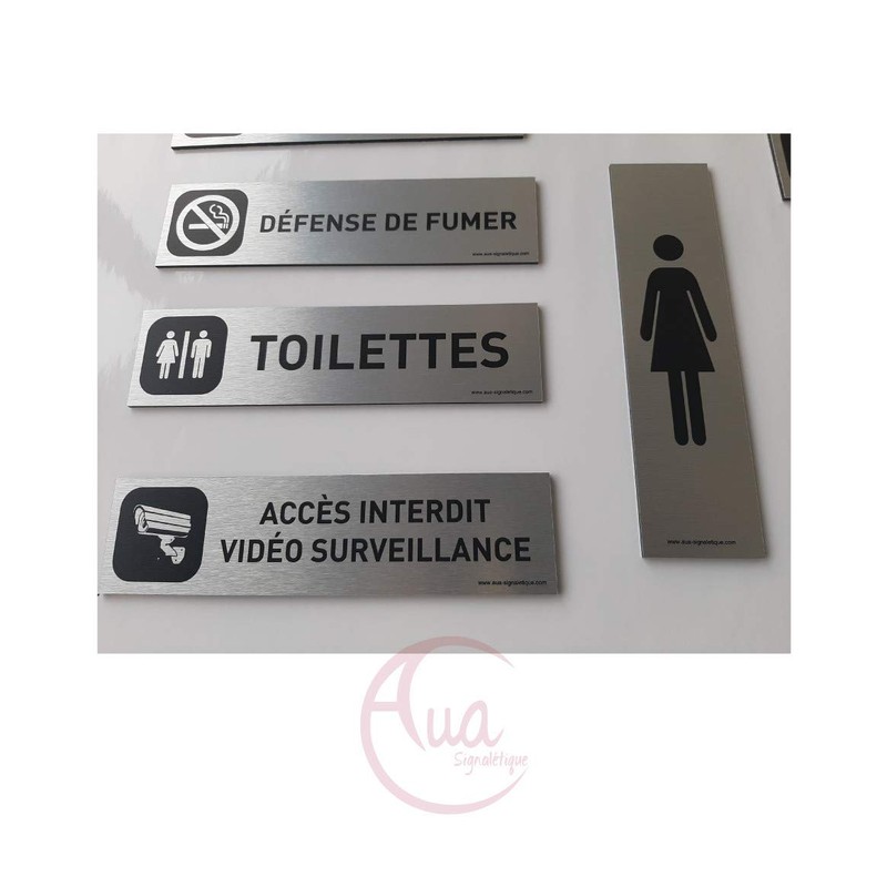 AUA SIGNALETIQUE - Plaque Aluminium brossé imprimé AluSign DARK -