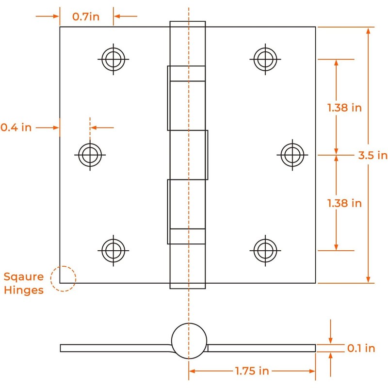 Haidms 3 Pack Stainless Steel Ball Bearing Hinges 3.5 Inch