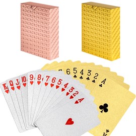 4 Decks Waterproof Playing Cards Plastic Poker Cards, Foil Poker Cards Novelty Poker Cards Waterproof Deck of Cards Tricks Tool Playing Card for Men Adults Family Game Party Birthday Party