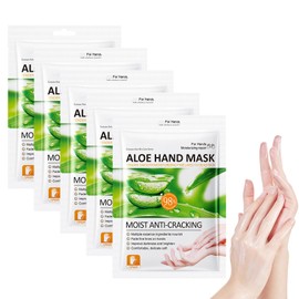 Handmaske mit Aloe-Vera-Extrakt, 5er-Packung, Feuchtigkeitsspendende Handschuhe, Natürliche Nährstoffversorgung, Weichmacher für raue Hände, Hautglättende Wirkung, Trockenheitsvorbeugung