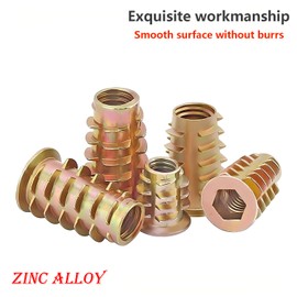 Qrity 20 Pcs Hex Socket Screw-in Nuts Fastener M8x20mm, Zinc Alloy Ladder-shaped Threaded Insert Nuts, Interface Hex Socket Drive