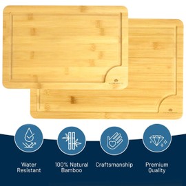 2 Pack Cutting Board Large15x10x0.5 and Medium 12x8x0.5 Bamboo Cutting Boards for Kitchen with Juice Groove and Kitchen Chopping Board for Meat Cheese board Heavy Duty Serving Tray