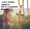 JewelryWe Men's Cross Necklace,Catholic Jesus Christ on INRI Cross Crucifix