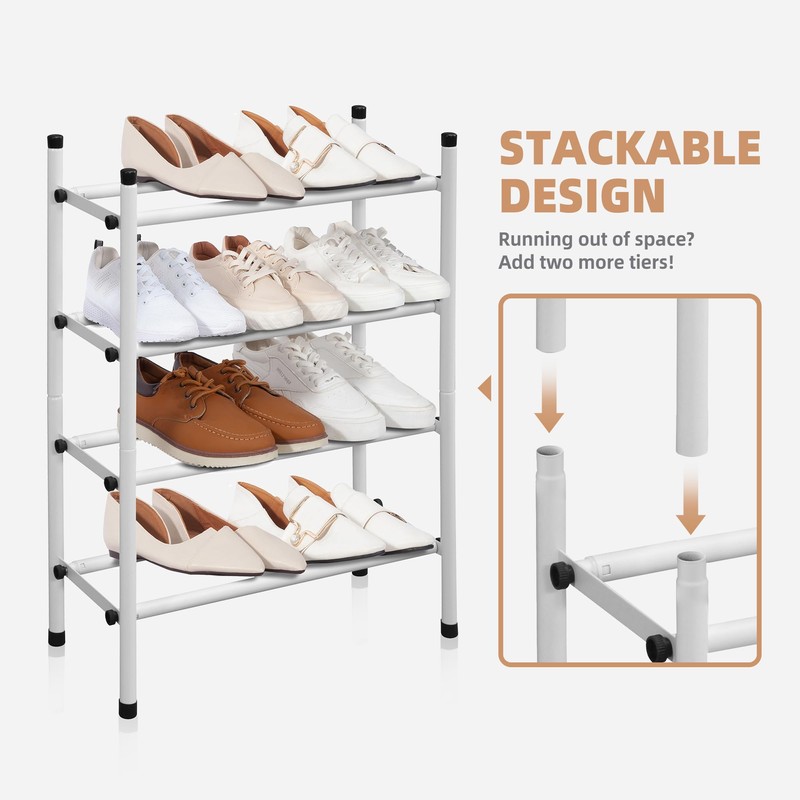STORAGE MANIAC Expandable Shoe Rack, 16 Pairs Stackable Small Shoe