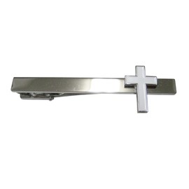 White Toned Religious Cross Tie Clip