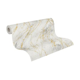 A.S. Création Non-Woven Wallpaper - Marble Wallpaper in White, Gray, and Gold - Wallpaper for Various Rooms - Wall Mural in 395.99 in x 20.87 in (10,05 m x 0,53 m)
