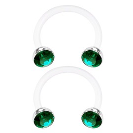 KJM Fashion Bioflex Horseshoe Ear Earrings Transparent 1.2 mm 16 g Pack of 2, Acrylic
