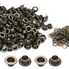 Litoexpe 4MM Grommets Eyelets 200 Pcs, Self Backing Eyelets for Bead Cores, Clothes, Leather, Canvas (Antique Brass)