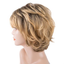 Charming Synthetic Wig for Women, Short Hair Gold Hair Heat Resistant Replacement Wig Heat Resistant Costume Cosplay Party Wigs
