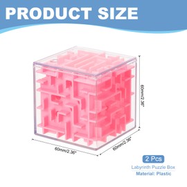 YOKIVE 2 Pcs Labyrinth Puzzle Box, Puzzle Cube Funny Labyrinth Game Puzzle Box Mind Teasers Leisure Toys, Great for Teens and Adults Birthday Gifts Party Favors (Pink, 2.36-Inch)