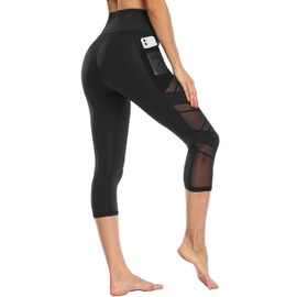 WE CUFFLLE Women's Mesh High Waist Leggings Yoga Pants with Pockets Tummy Control 4 Way Stretch Workout Yoga Leggings