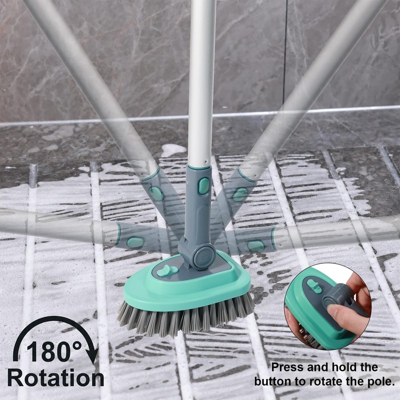 3 in 1 Tile Tub Shower Scrubber,Cleaning Brush with 58"