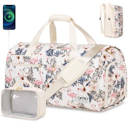 Convertible Travel Garment Bag with Backpack Strap, 3 in 1 Carry on Garment Duffle Bag, Garment Bags for Travel with Shoe Compartment USB Charging Port, Hanging Dress Suit Travel Bag for Women