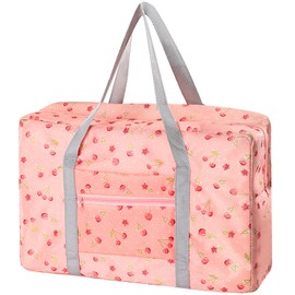 Travel Bag Carry on Duffel Bag Foldable Luggage Spirit Airlines Personal Item Bag Sports Gym Bags Weekender Overnight Bag Nylon Travel Duffel for Women (Cherry)