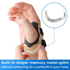 Velpeau CMC Thumb Brace for Arthritis Pain and Support, with High Elasticity and Anti Slip Wrist Strap, Comfortable Thumb Splint Stabilizer for Osteoarthritis for Women and Men (Khaki, Right Hand, L)