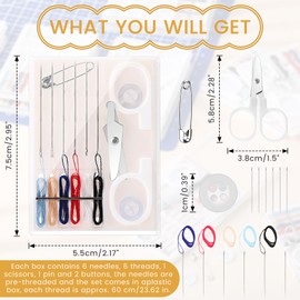 Knitgrip 48 Boxes Travel Sewing Kit Mini Sewing Kit Bulk Needle Thread Kit Portable Sewing Tools Beginner DIY Sewing Supplies Sewing Kit Box with Threads Scissors Hand Sewing Needles Buttons
