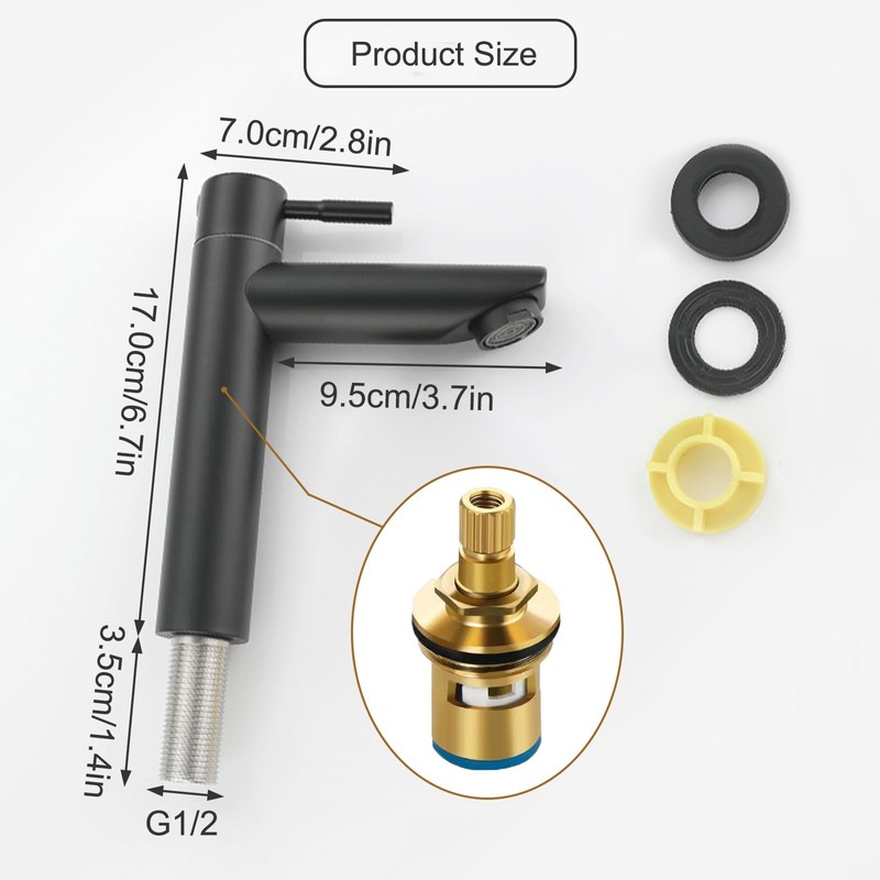 Fine jade2 Cold Water Tap Black for Guest Toilet Washbasin