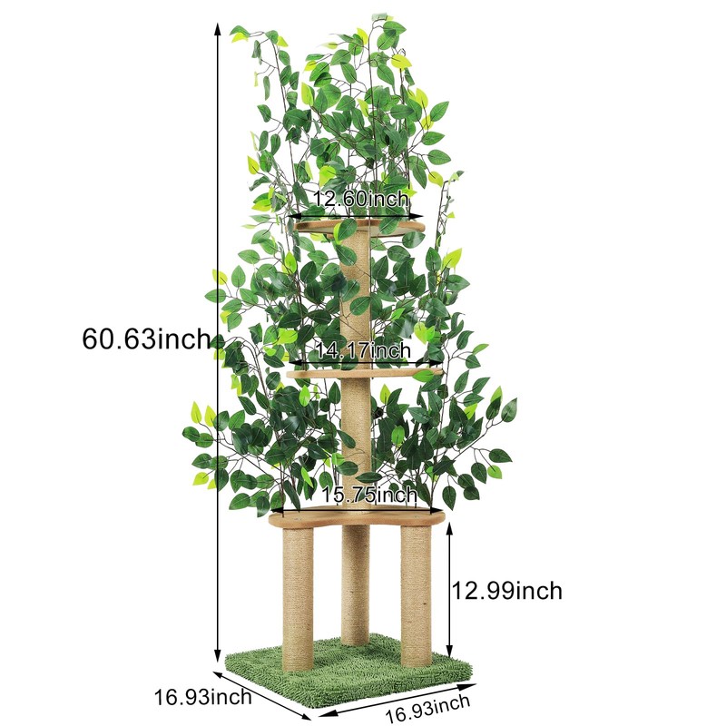 Cat Tree with Leaves, Cat Tower for Indoor Cats, Cat