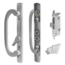 8.5" Legacy Sliding Patio Glass Door Offset Brushed Chrome Handle Set - Sash Controls 2265 with Mortise Lock 45° for Replacement Fits 3-15/16” Screw Hole Spacing and 1-1/4" to 2-1/4" Door Thickness