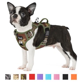 SlowTon No Pull Dog Harness, Heavy Duty No Choke Pet Harness with 2 Leash Clips and Easy Control Vertical Handle, Adjustable Soft Padded Dog Vest for Small, Medium and Large Dogs(Green Camo, Medium)
