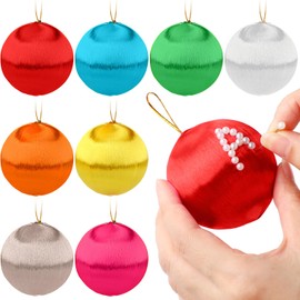 Syhood 24 Pcs Christmas Satin Balls Ornaments DIY Craft Foam Silk Christmas Ball Ornaments DIY 2.36 Inch Multicolor Yarn Xmas Tree Hanging Decoration for Xmas Tree Party Holiday Supplies(2.36 Inches)