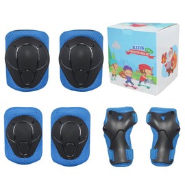 LANOVAGEAR Knee Pads Children's 2-8 Years Protectors Inline Skate Protectors Set of 6 – Knee Pads Children's Protectors Knee and Elbow Pads (Blue-lk, M)