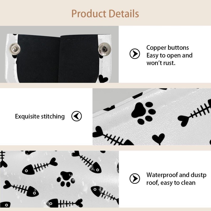 2 Pack Tissue Box Cover Holder, Cat Paw Fish Bone