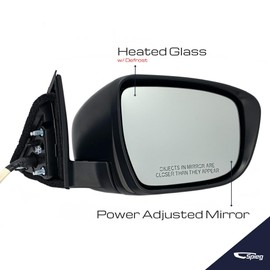 Spieg Passenger Side Mirror for 2014-2016 Nissan Rogue Power Adjustment Heated Glass Power Folding Turn Signal Light White 9 Pins Right NI1321285
