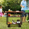 Industrial Bar Cart, Serving Cart with Wheels and Handle, 3-Tier