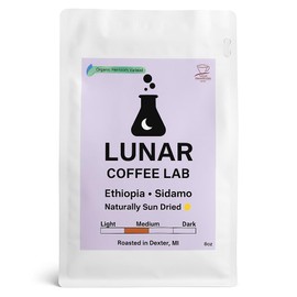 Lunar Coffee Lab Heirloom Organic Ethiopia Coffee - Medium Light Roast - Cup of Excellence Finalist Natural Process (8oz)