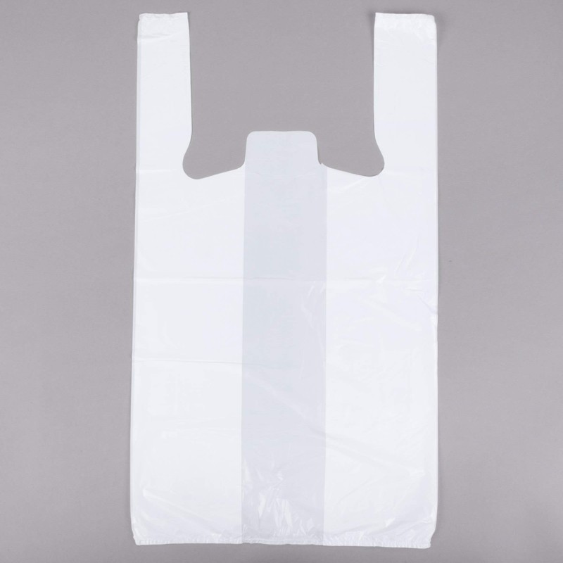Carry-Out Plastic Bag-White Plain T-Shirt Bag 11.5"x6.5"x21.5" 15Mic (White, 1000/Case)