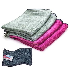Pastaclean® Maxi Tea Towels, Pack of 4, 50 x 70 cm (Silver Grey/Berry), Premium Kitchen Towels, Dry Towels, Includes 1 x Washing Up Sponge