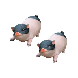 Primst Garden Ornaments, Garden Statue Cute Funny Pig Indoor Outdoor Sculpture Lawn Ornaments, Garden Figurines Decorative (Mini, Black-Two Pigs)