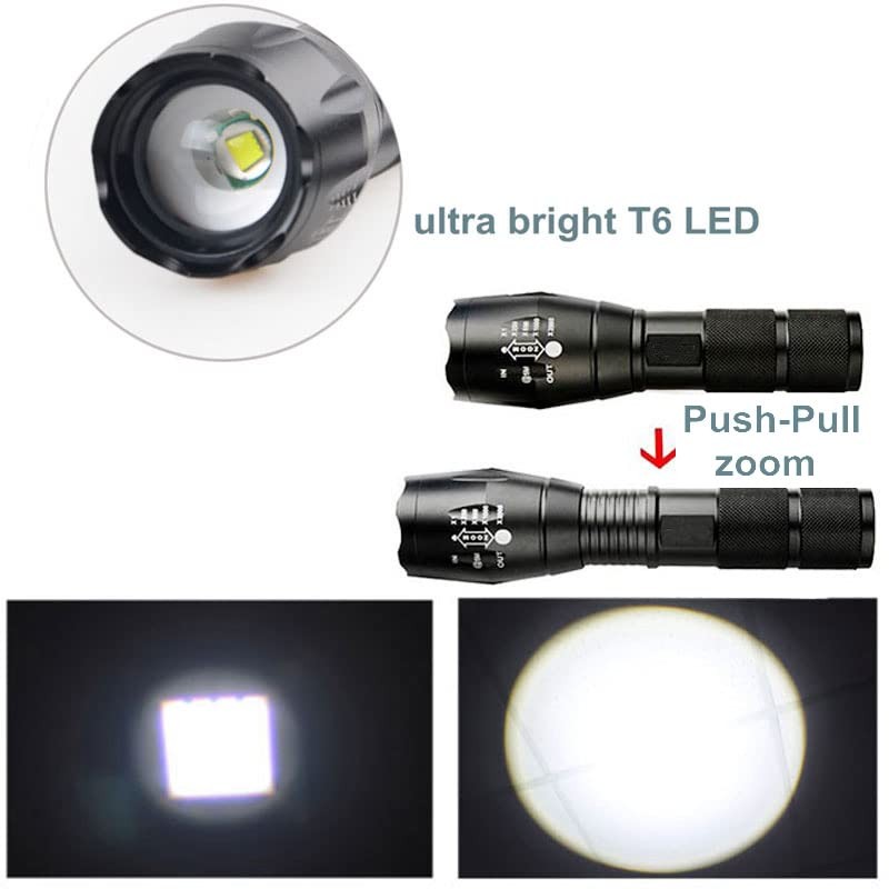 LED Zoom Torch, Super Bright High Lumen Tactical Torch, Hand