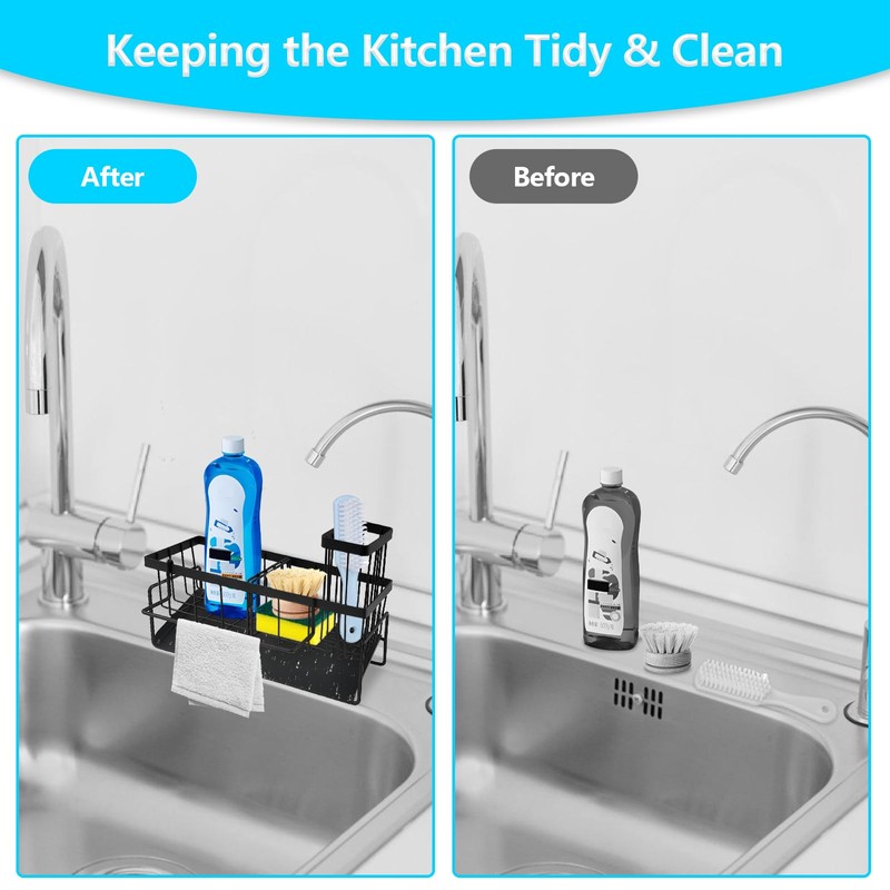JRJRN Sink Caddy Organiser, Kitchen Sinks Organiser, Sponge Drainage Rack,